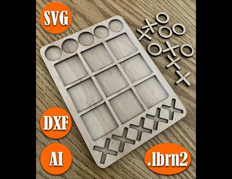 Tic Tac Toe Laser Cut Digital File SVG, DXF, AI, .lbrn2 Digital ...