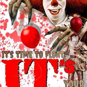 Pennywise der tanzende Clown, IT-Film, Horror, Monster, makaber, Geburtstagskarte mit Umschlag, Print at home Karte, digitaler Download/E-card
