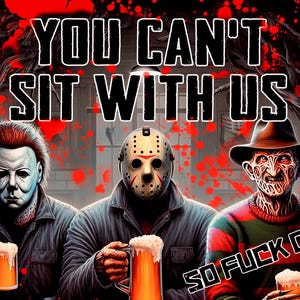 Klassische Mörder, Jason, Michael und Freddy Halloween, Geburtstag oder jede Gelegenheit, digitale Gruselkarte und Umschlag zum selbst ausdrucken. E-Karte