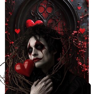 Bellissimo San Valentino, biglietto da stampare a casa con busta. Uomo gotico, amore, San Valentino, matrimonio, anniversario, fidanzamento, download digitale.