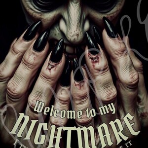 „Welcome to my Nightmare“ Karte und Umschlag, Alice Cooper Text, Print at home Karte, Digital Download /E-card