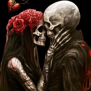 Hochzeitstag, Bis der Tod uns scheidet, Gothic Liebhaber, Print at home Karte. Kunstgrusskarte zum Hochzeitstag mit Umschlag, Digitaler Download/E-card