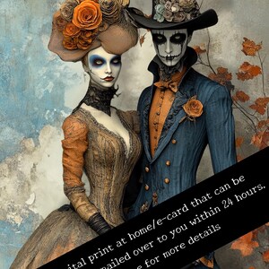 Prachtige gothics 'met liefde op je trouwdag', uniek 5 x 7 inch digitaal, print je eigen kaart en envelop, personaliseerbare kaart, e-card