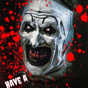 Art the Clown, Terrifier Film, Horror, Monster, Makaber, Geburtstagskarte und Umschlag, Print at home Karte, Digital Download /E-card