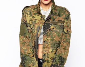 Gamer Jacket SURPLUS Camo Jacket Grunge Vintage EURO Camouflage Jacket Sizes Small Medium