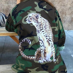 CHEETAH Jacket Camo Jacket ALL SIZES Graphic Decorated Army Jacket Vintage Military Shirt Jacket