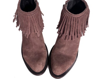 Fringe Boots Size 6 1/2 Ankle Booties Short Cowgirl Southwestern Boots Size 6 1/2