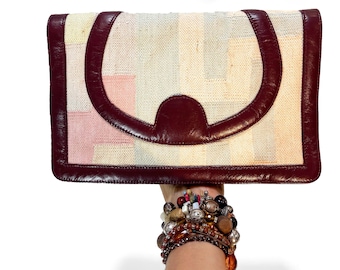 KILIM Purse Pastel Clutch Convertible Shoulder bag Bag Woven Purse 1970s Turkish Carpet Bag