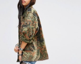 Gamer Jacket SURPLUS Camo Jacket Grunge Vintage EURO Camouflage Jacket Sizes Small Medium