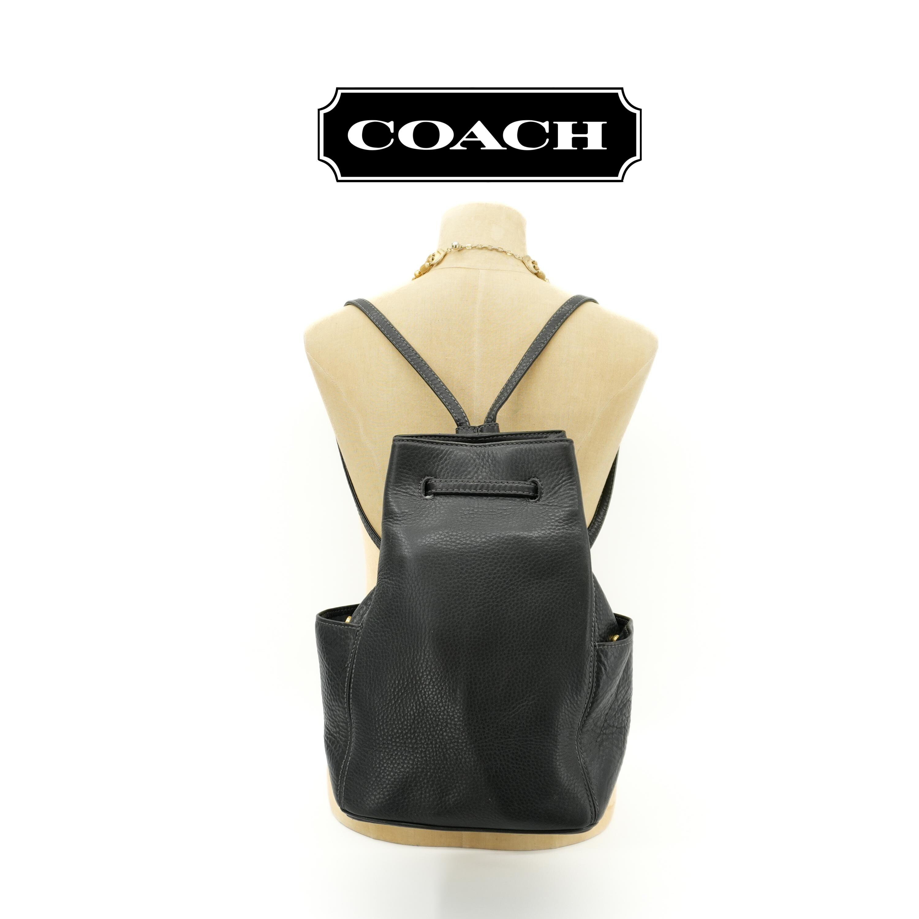 VINTAGE Coach Y2K 90s mini leather backpack  British Tan top handle adjustable Vintage Leather Coach Backpack - Etsy main image 2