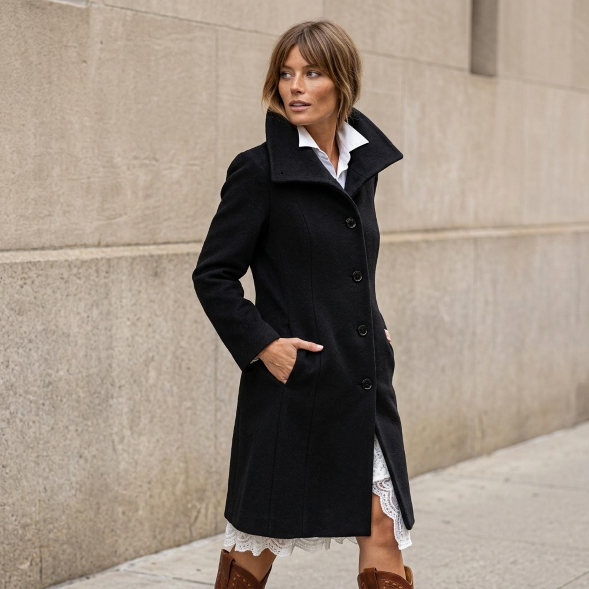 Funnel Neck Peacoat - Etsy
