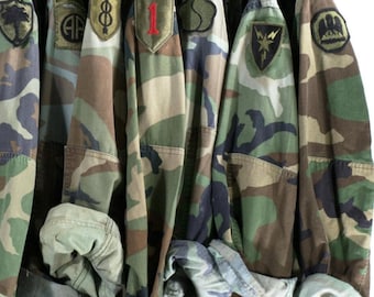 Camo Jacket ALL SIZES Vintage Army Jacket Reclaimed Military Shirt