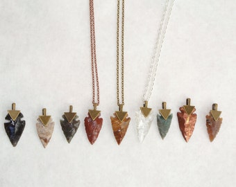 Arrowhead Necklace Flint Stone Tribal Necklace Made to Order Customizable Gift