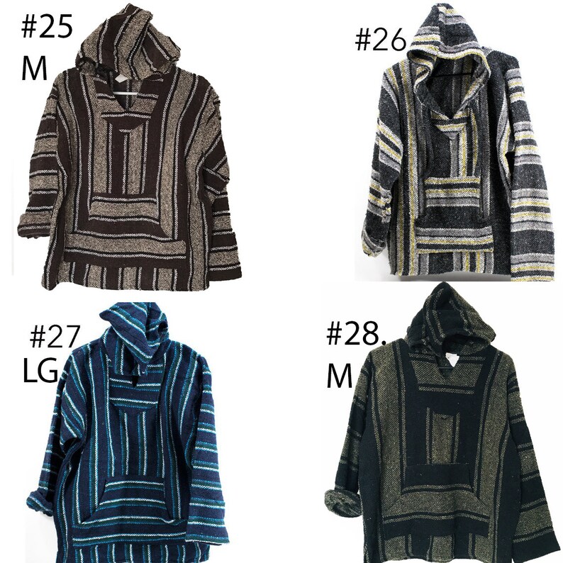 Baja Surf Poncho Vintage 90s Mexican Hoodie Sweater Unisex Etsy