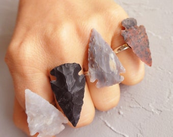 Arrowhead Ring PICK YOUR COLOR Stone Tribal Native Adjustable Ring Customizable