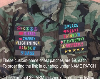 Vintage Camo Jacket Sequin Lip Patch Military Shirt All Sizes