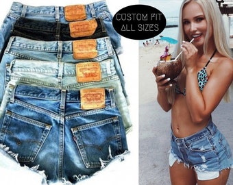 Vintage LEVI Shorts All Sizes CUSTOM-FIT Button Fly 501 or Zip Fly Levis Jean Denim Cutoff Shorts