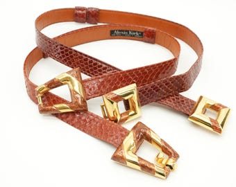 Vintage Alexis Kirk Belt Pink Genuine Snakeskin Gold Buckle Etruscan Glam Alexis Kirk | Accessories | Alexis Kirk Pink Genuine Reptile  main image 3