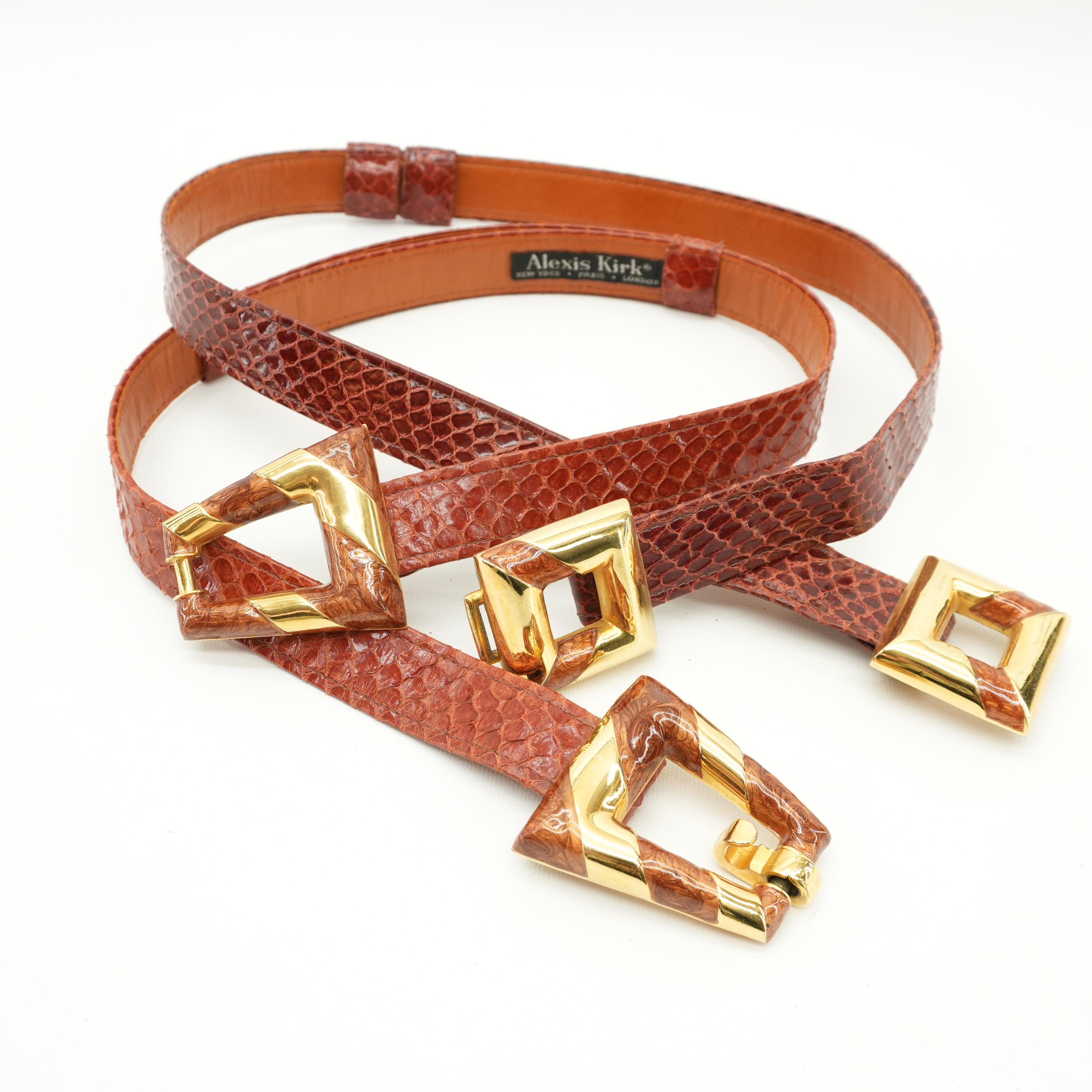 Vintage Snakeskin Statement Belt ALEXIS KIRK Designer Glam  display picture 3