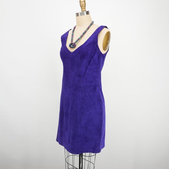 Purple Leather Dress 1980s Bodycon Mini Dress By Firenze Santa Barbara View 5