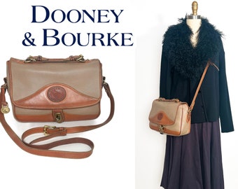 Dooney and Bourke Vintage Crossbody Bag Taupe Shoulder Bag SATCHEL Beige Gray Leather Purse