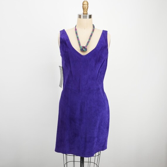 Purple Leather Dress 1980s Bodycon Mini Dress By Firenze Santa Barbara View 4