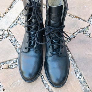Vintage Military Boots Size 10 Black Leather Army Combat Boots Womens ...