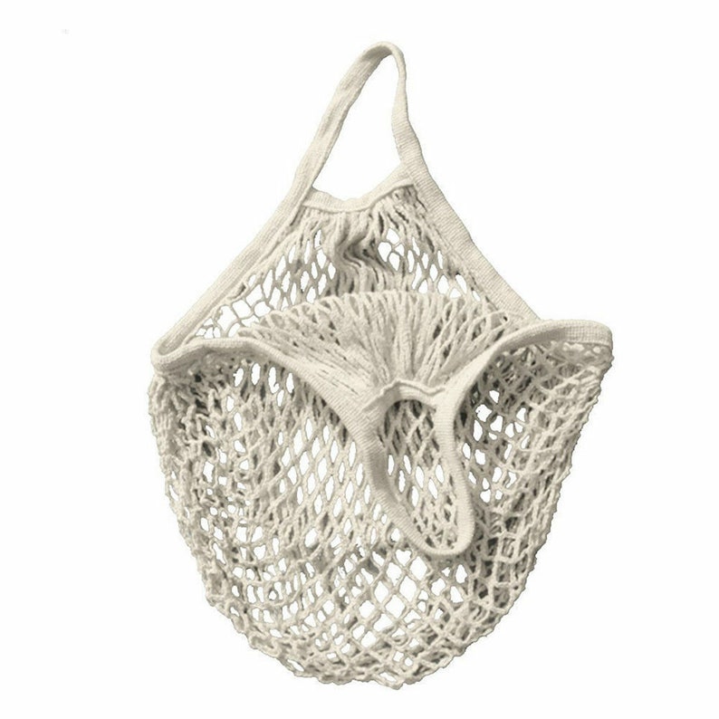 Shopping Bag Cotton Crochet Mesh Tote Reusable Grocery Eco Beach Bag Mauve Light Blue or Ivory