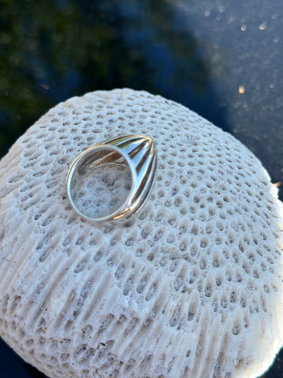 Sterling Silver Ring Dome 3D MODERNIST Avant Garde