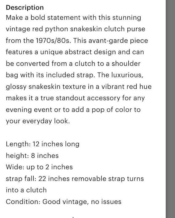 Vintage Red Python Snakeskin Convertible Clutch P… - image 8