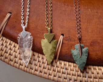 Arrowhead Necklace | Flint Stone Tribal Necklace made to order Customizable