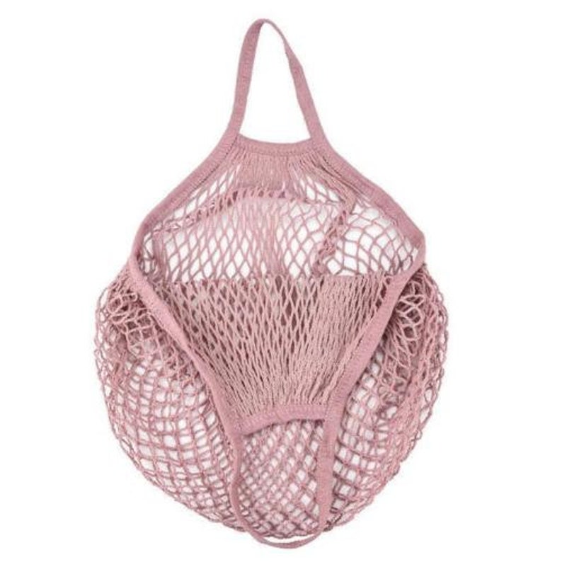Shopping Bag Cotton Crochet Mesh Tote Reusable Grocery Eco Beach Bag Mauve Light Blue or Ivory