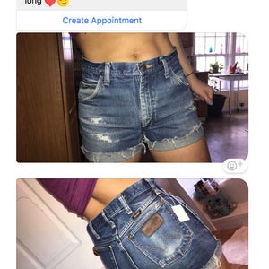 Vintage WRANGLER Shorts Denim Cutoff Shorts Tattered Blue Distressed Highwaist Jean Shorts Custom Fit image 6