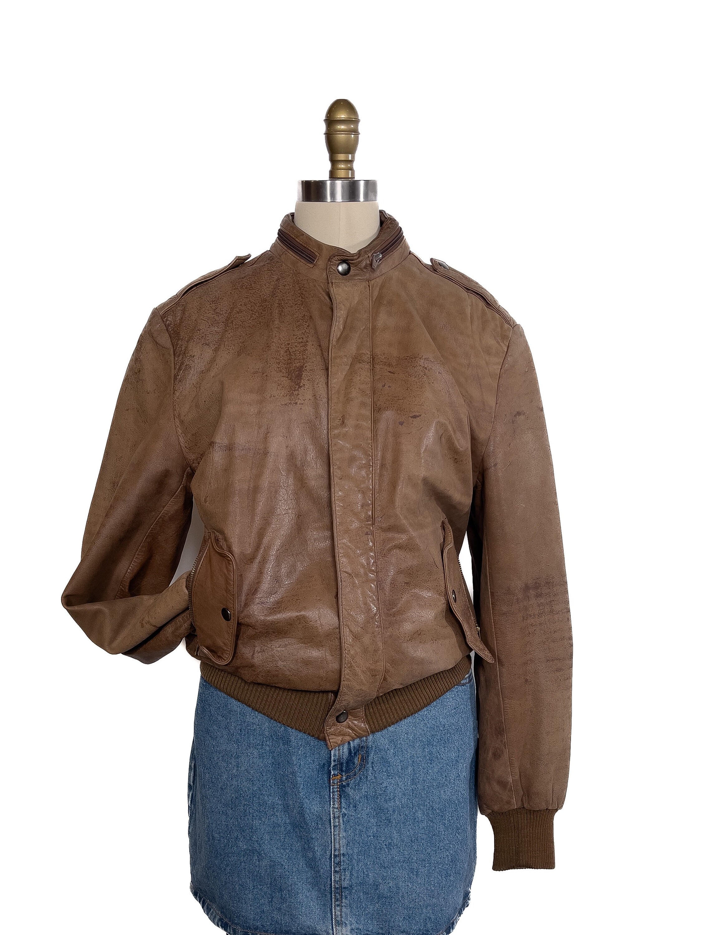 R*n様 70-'s France製 suède leather flight Leather Bomber Jacket Aviator Vintage 1970s Suede Cropped