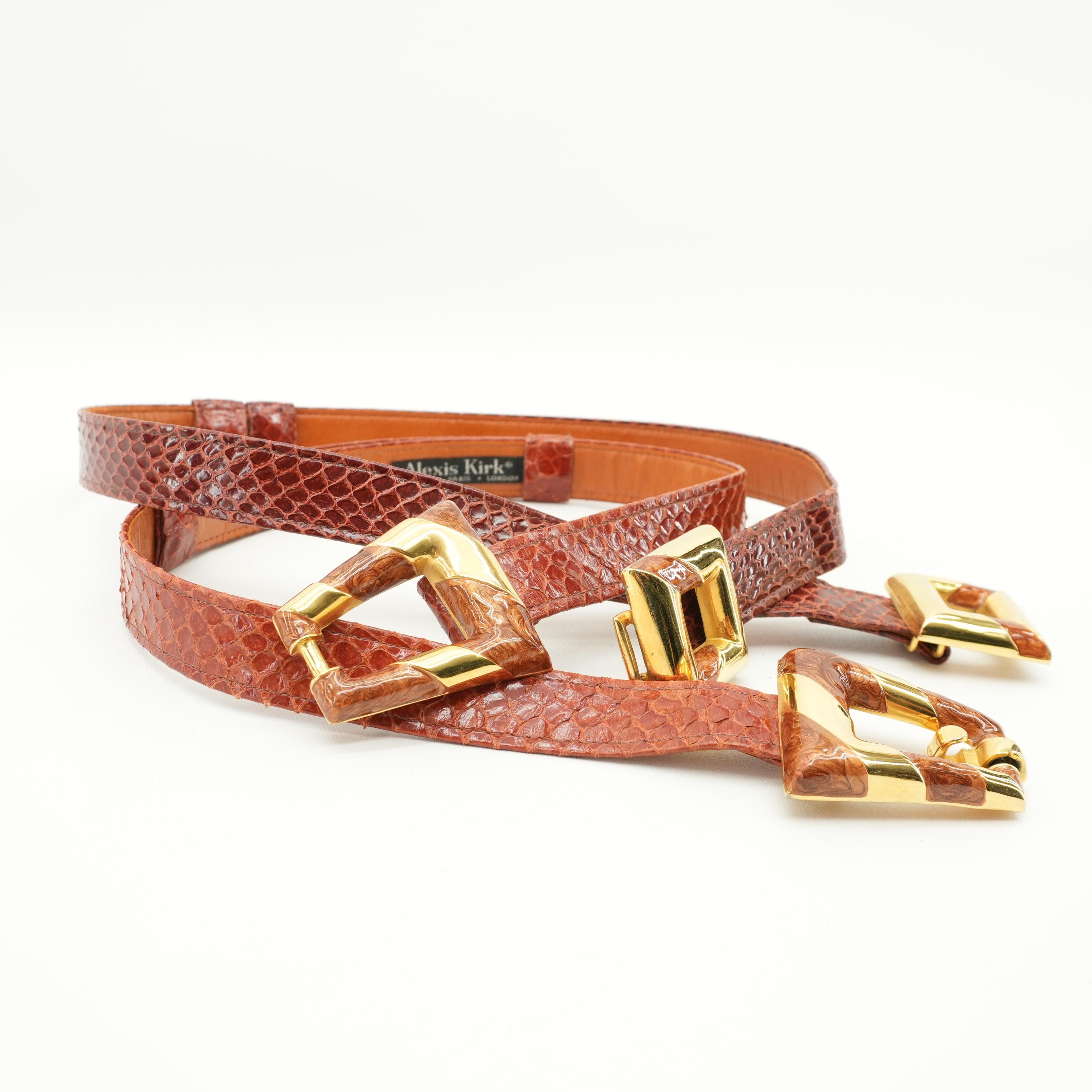 Vintage Snakeskin Statement Belt ALEXIS KIRK Designer Glam 