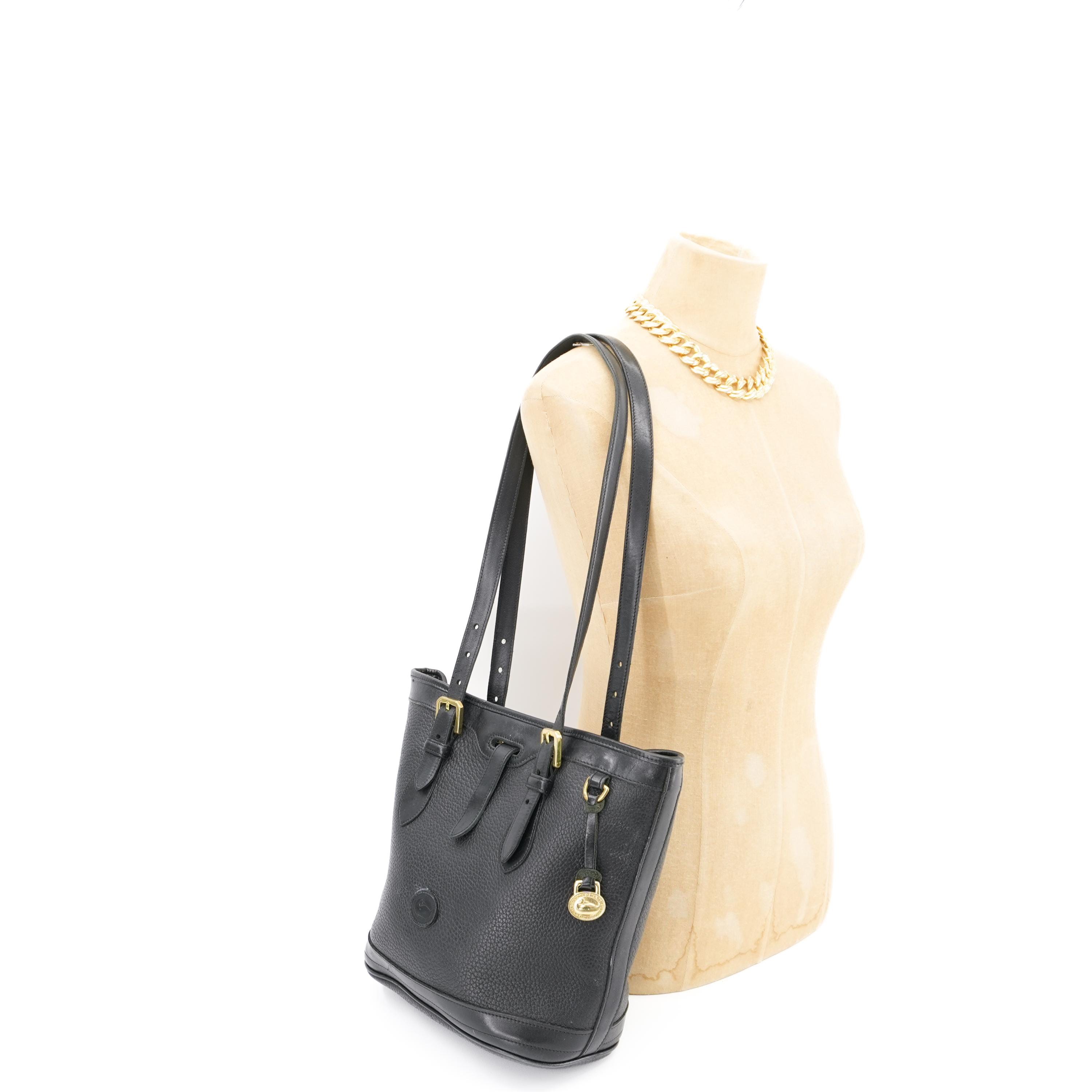 Dooney & Bourke Vintage Black Bucket Tote 90s Purse All Weather