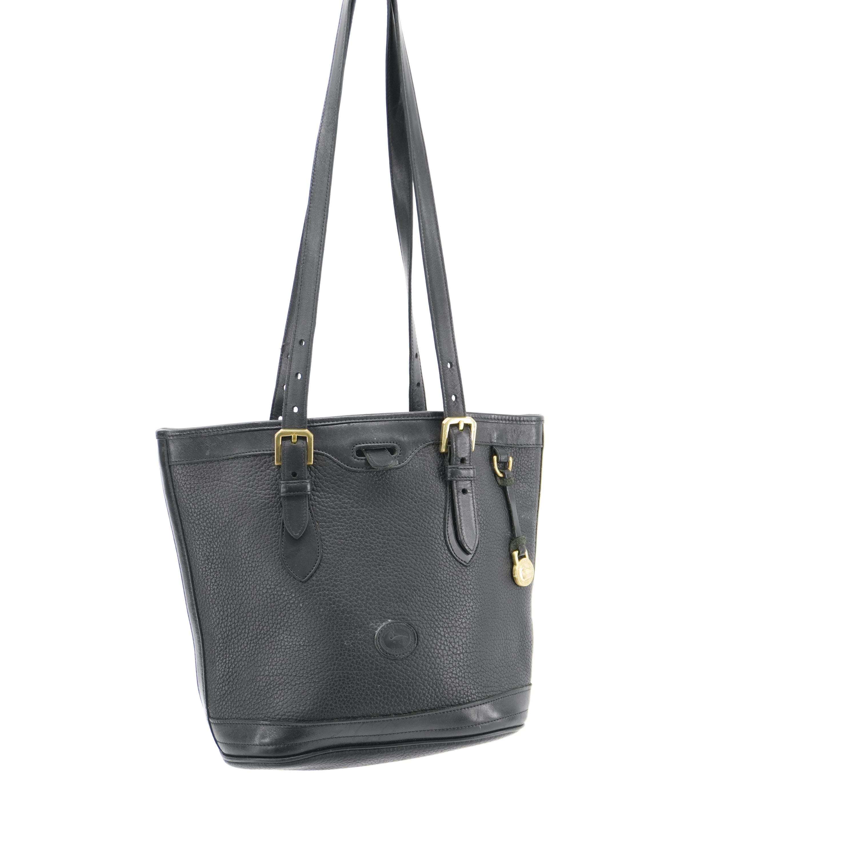 Dooney & Bourke Vintage Black Bucket Tote 90s Purse All Weather