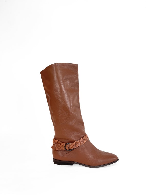 Vintage Boots Size 6 Braided Flat Boots 