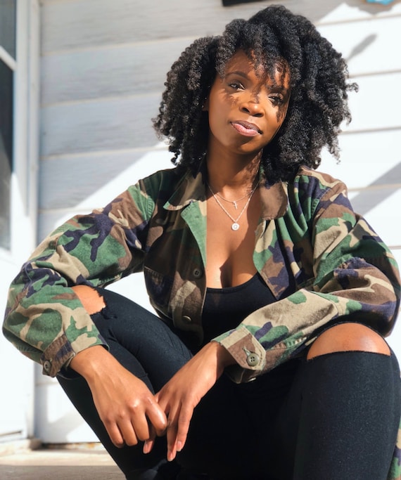 Vintage Camo Army Jacket: Button Down Military Su… - image 7