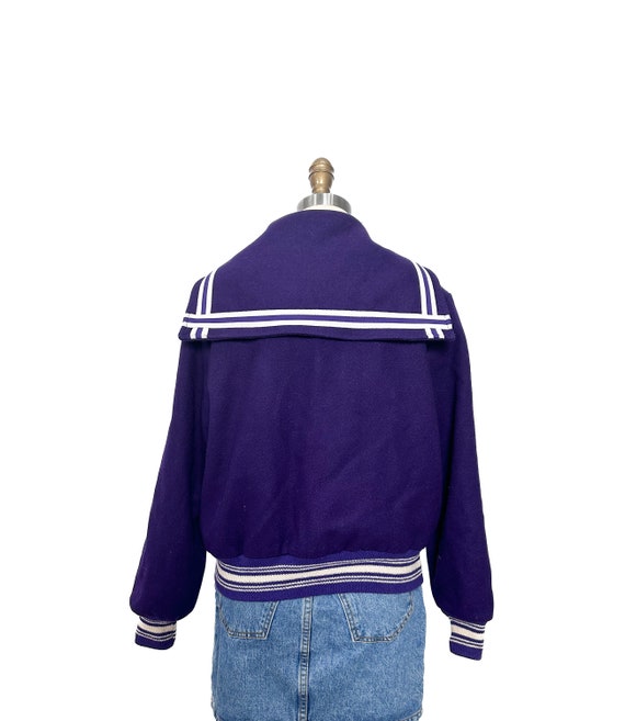 Vintage 1950s Varsity Letterman Jacket Purple Whi… - image 3