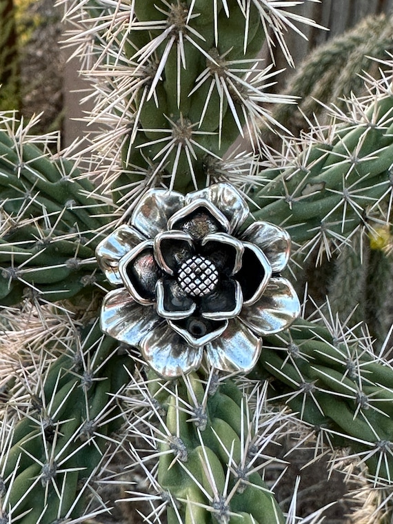 Flower Ring Sterling Silver ADJUSTABLE Large Ring… - image 3