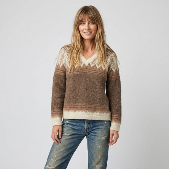 Cowichan Sweater Wool Alpaca Handmade Handknit Sweater