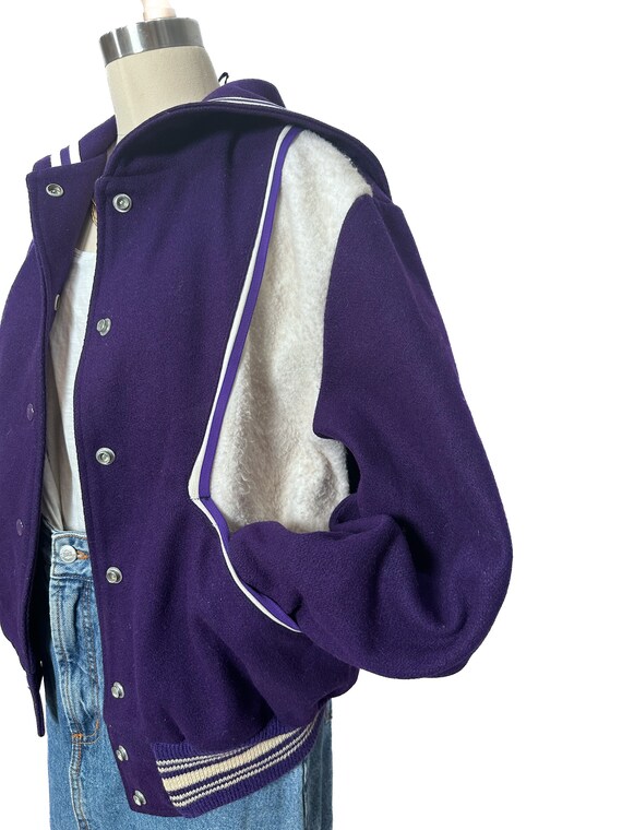 Vintage 1950s Varsity Letterman Jacket Purple Whi… - image 5