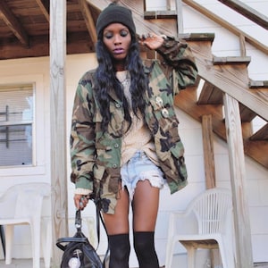 Camo Jacket ALL SIZES Army Jacket Authentic Vintage Military Button Down Shirt Jacket Xs-XL
