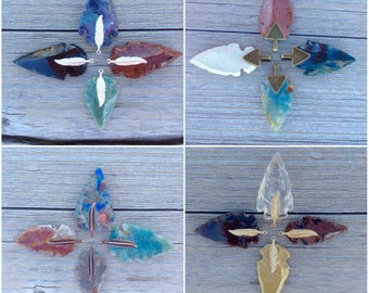 Arrowhead Flint Stone Colorful Earrings Drop or Post Earrings