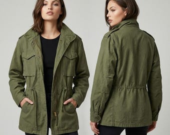 Vintage 1960s US Army M-65 Field Jacket: Sage Green Military Coat