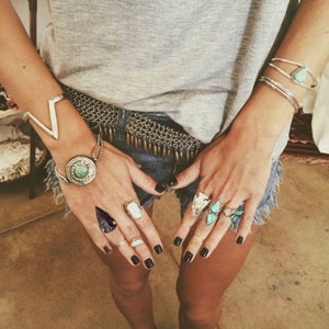 Arrowhead Ring Tribal Flint Jasper Quartz Stone Adjustable Ring