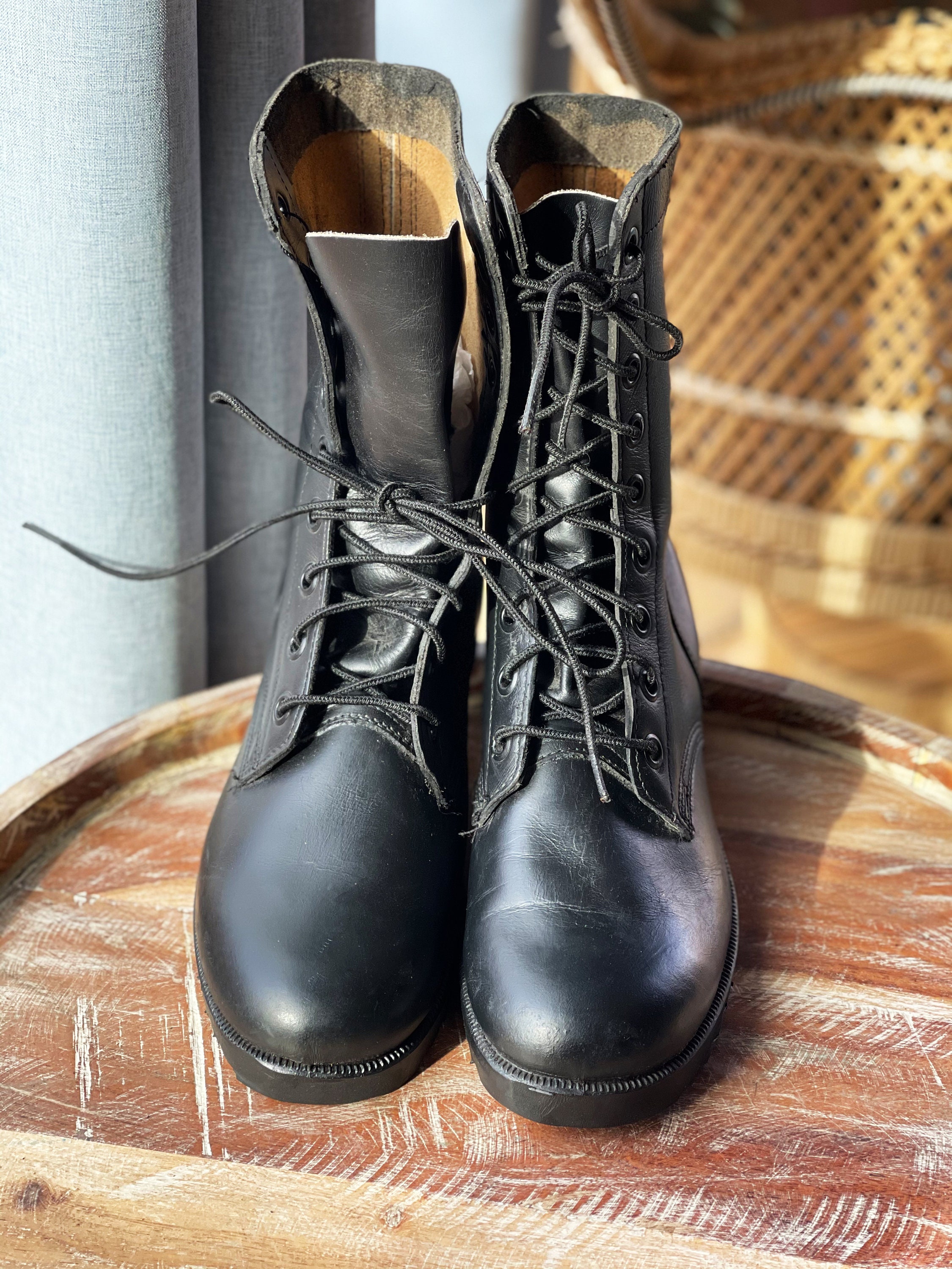 Vintage Military Boots Size 10 Black Leather Army Combat Boots - Etsy ...