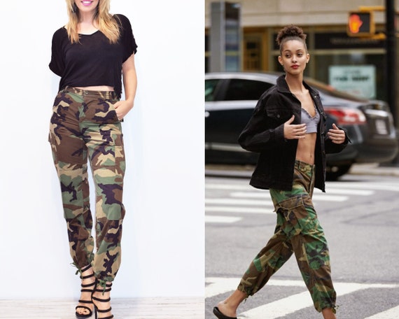 Fashion Camouflage Army Pants Women Casual Trousers High Waist Harem Camo  Pants Military Army Combat Camouflage Jeans with Chain | Wish