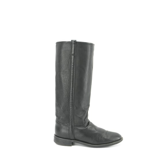 Vintage Black Leather Tall Boots Size 8